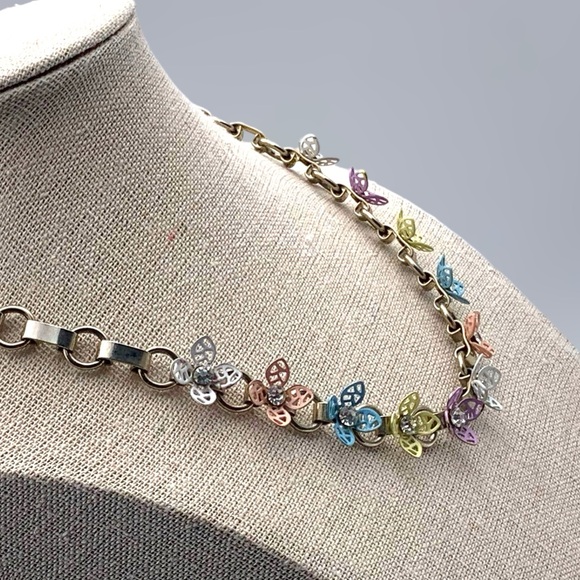 Vintage 50s Pastel Filigree Floral Necklace and Earring  Set - Picture 5 of 16